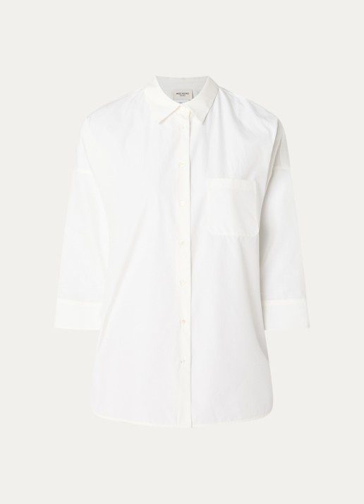 Max Mara Blouse met borstzak - voorkant gebroken wit