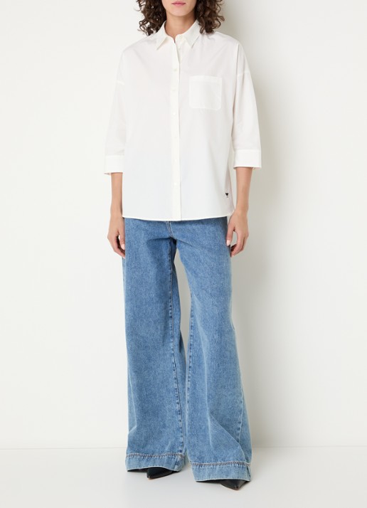 Max Mara Blouse met borstzak - voorkant 2 gebroken wit