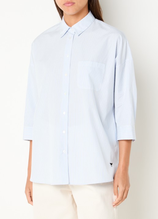 Max Mara Blouse met borstzak - detail 3 lichtblauw