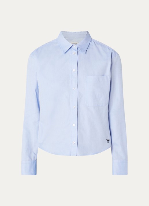 Max Mara Blouse met borstzak - voorkant lichtblauw