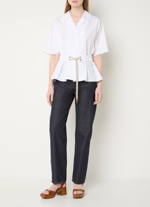 Max Mara Blouse met ceintuur en vleermuismouwen - voorkant 4 wit