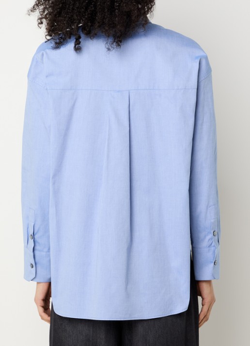 Max Mara Blouse met kraag - achterkant staalblauw