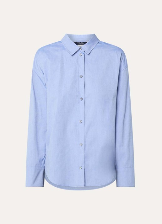 Max Mara Blouse met kraag - voorkant 3 staalblauw