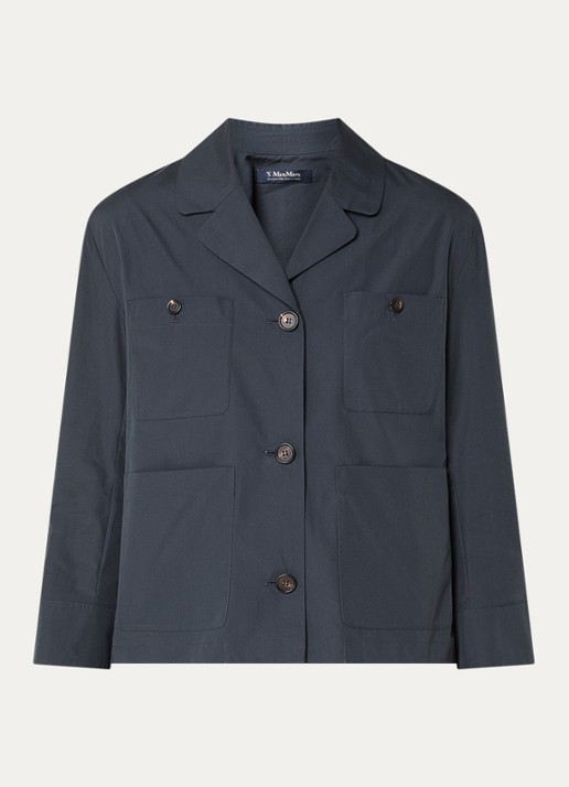 Max Mara Blouse met opgestikte zakken - voorkant indigo