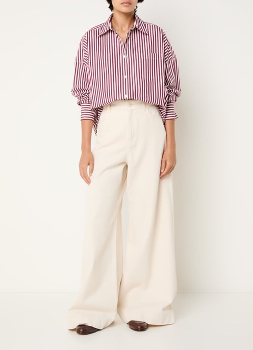 Max Mara Blouse met streepprint - voorkant 2 bordeauxrood