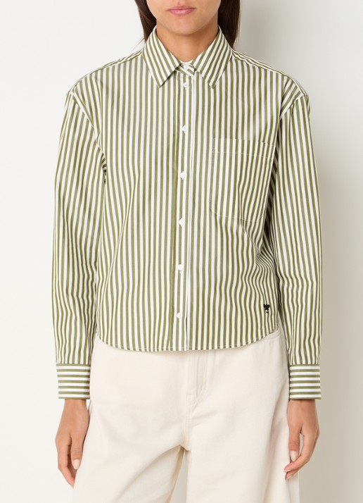 Max Mara Blouse met streepprint - detail 2 groen