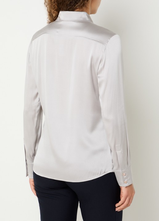 Max Mara Blouse van satijn - achterkant 2 middengrijs