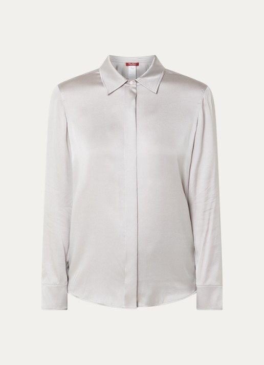 Max Mara Blouse van satijn - voorkant 3 middengrijs