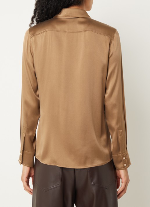 Max Mara Blouse van satijn - achterkant 2 bruin