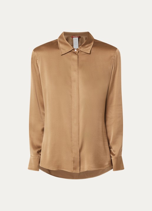 Max Mara Blouse van satijn - voorkant 3 bruin
