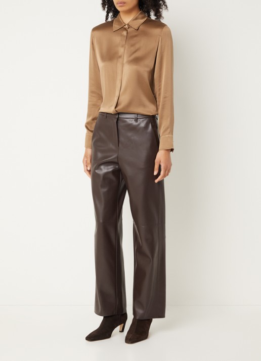 Max Mara Blouse van satijn - voorkant 4 bruin