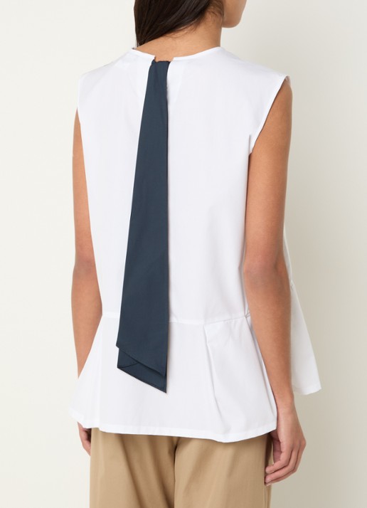 Max Mara Brava top met peplum en strikkraag - achterkant 4 wit