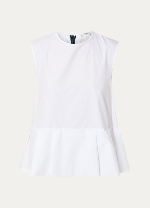 Max Mara Brava top met peplum en strikkraag - voorkant 2 wit