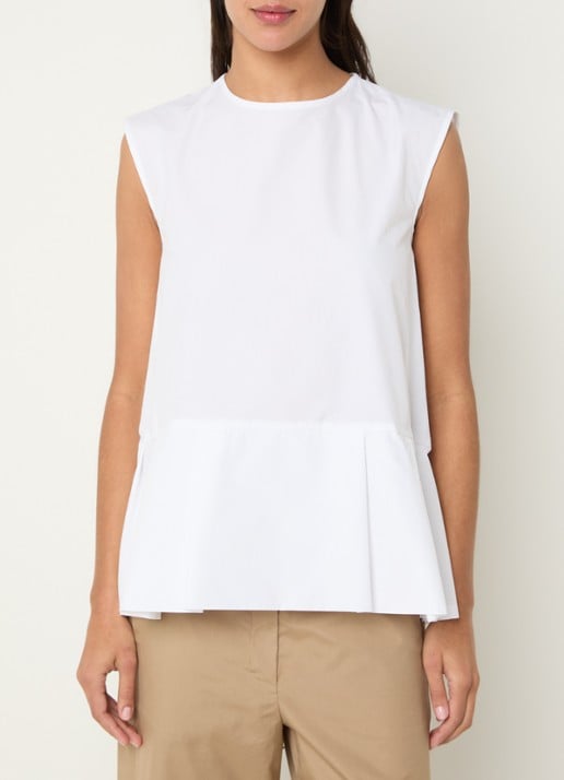 Max Mara Brava top met peplum en strikkraag