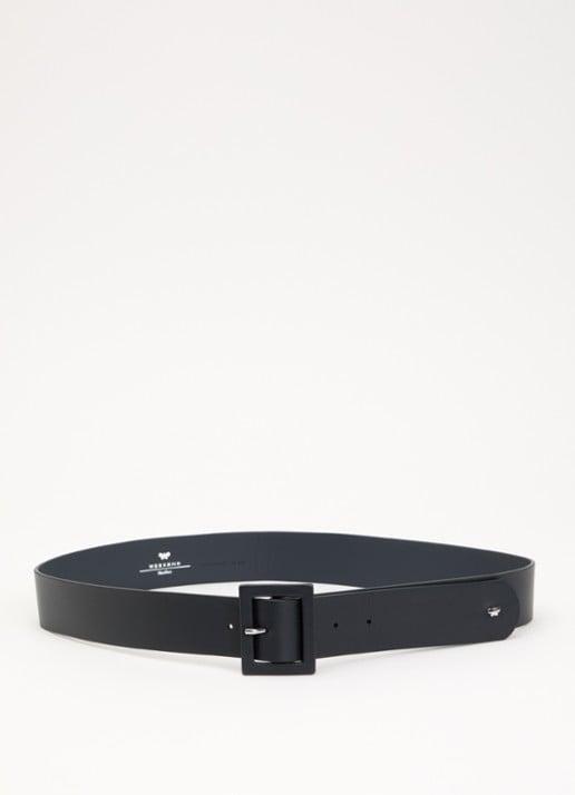Max Mara Brio riem van leer - voorkant donkerblauw