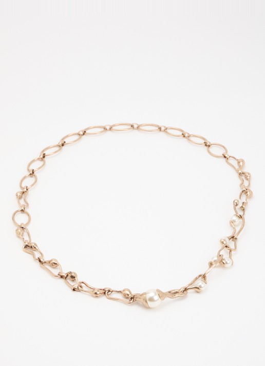Max Mara Bronte ketting met imitatieparels - detail goud