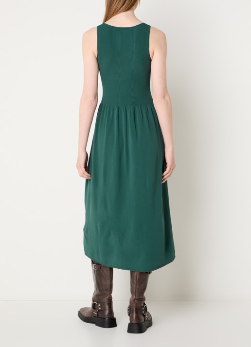 Max Mara Calibri midi jurk met ribstructuur - achterkant groen
