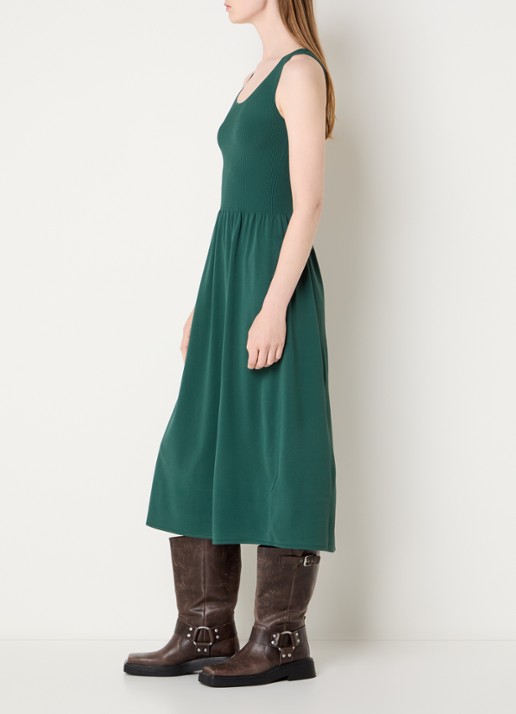Max Mara Calibri midi jurk met ribstructuur - voorkant 4 groen
