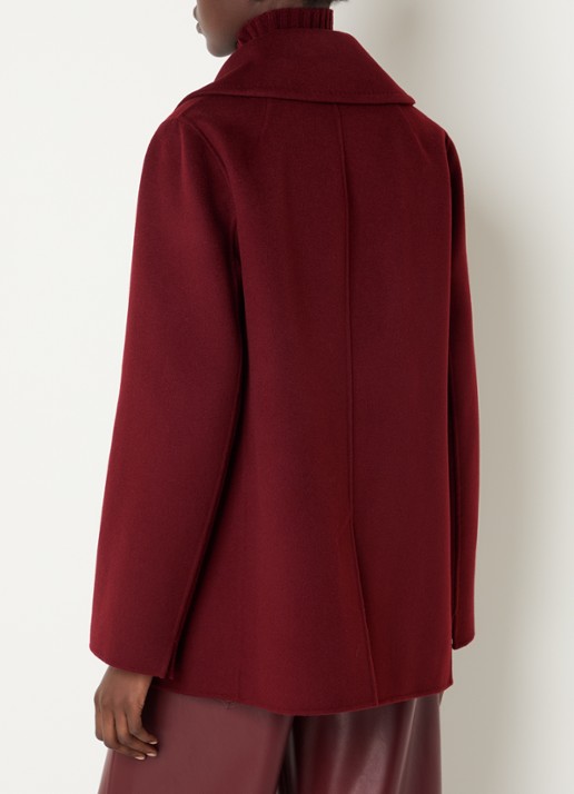 Max Mara Camilla double-breasted mantel van scheerwol - achterkant bordeauxrood