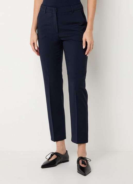 Max Mara Canon mid waist straight fit pantalon van scheerwol met steekzakken