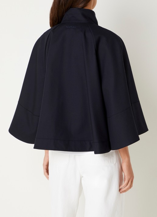 Max Mara Cape met steekzakken - achterkant donkerblauw