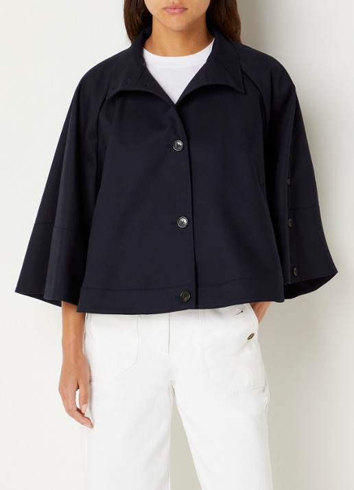 Max Mara Cape met steekzakken - detail 4 donkerblauw