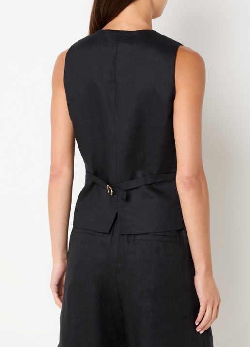 Max Mara Carnet gilet van linnen - achterkant zwart