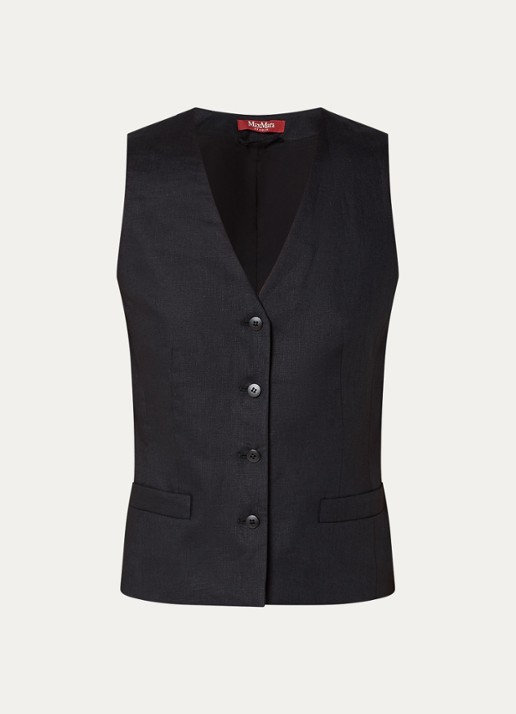 Max Mara Carnet gilet van linnen - voorkant 2 zwart