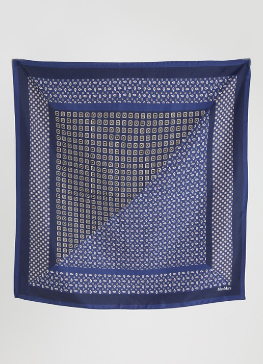 Max Mara Carre sjaal van zijde 89 x 89 cm - detail 2 donkerblauw