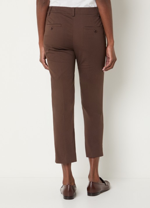 Max Mara Cecco high waist straight fit cropped pantalon met steekzakken - achterkant bruin