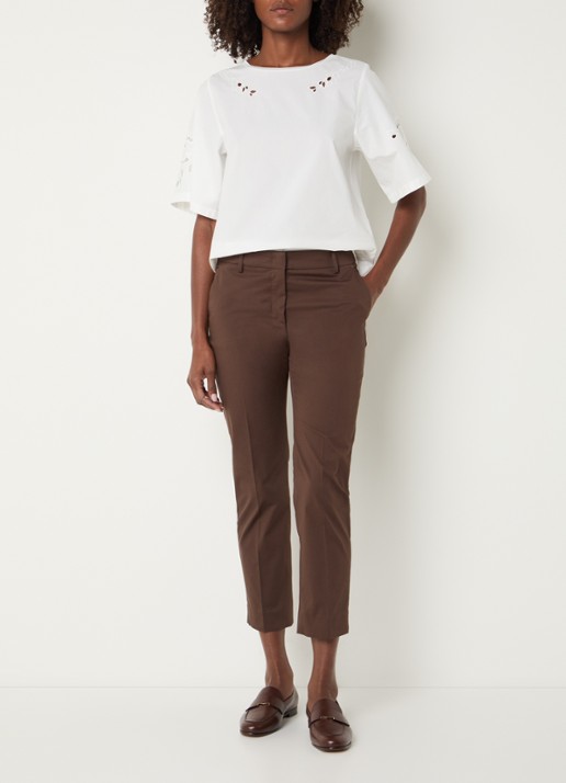 Max Mara Cecco high waist straight fit cropped pantalon met steekzakken - voorkant 4 bruin