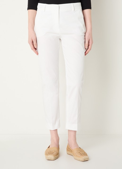 Max Mara Cecco high waist straight fit cropped pantalon met steekzakken - detail 4 wit