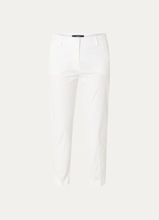 Max Mara Cecco high waist straight fit cropped pantalon met steekzakken - voorkant 2 wit