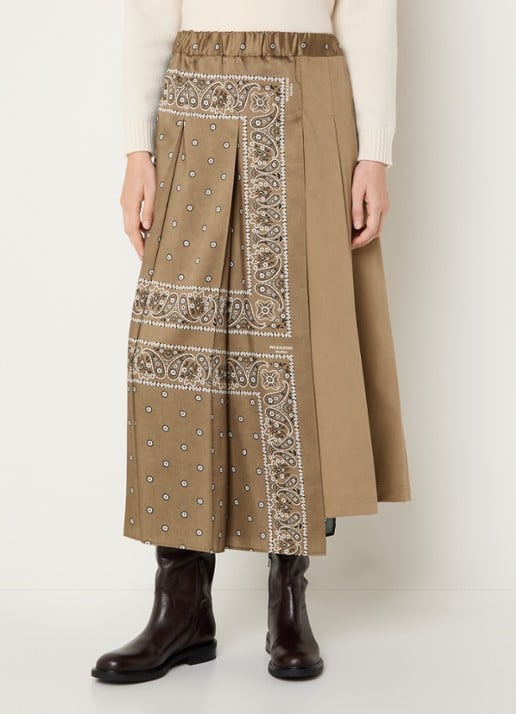 Max Mara Ceci midi plooirok met paisley dessin en asymmetrische zoom