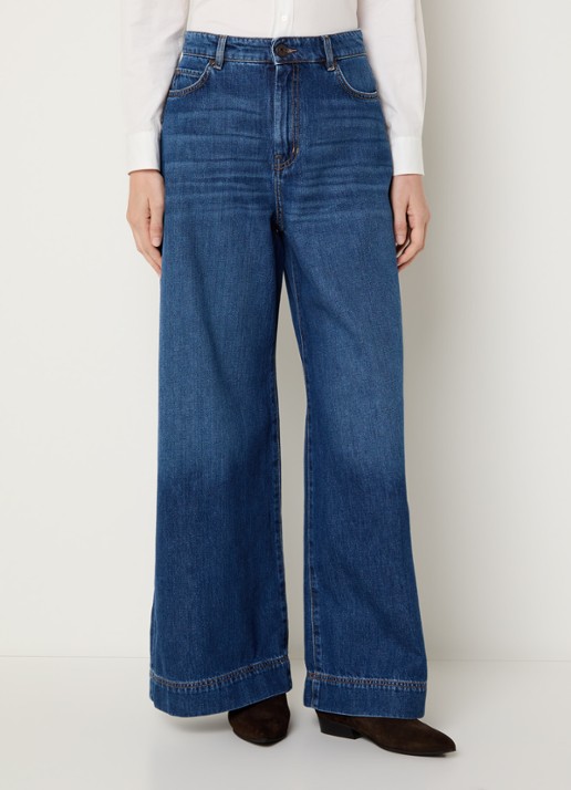 Max Mara Ciro high waist wide leg jeans met donkere wassing - detail 4 indigo