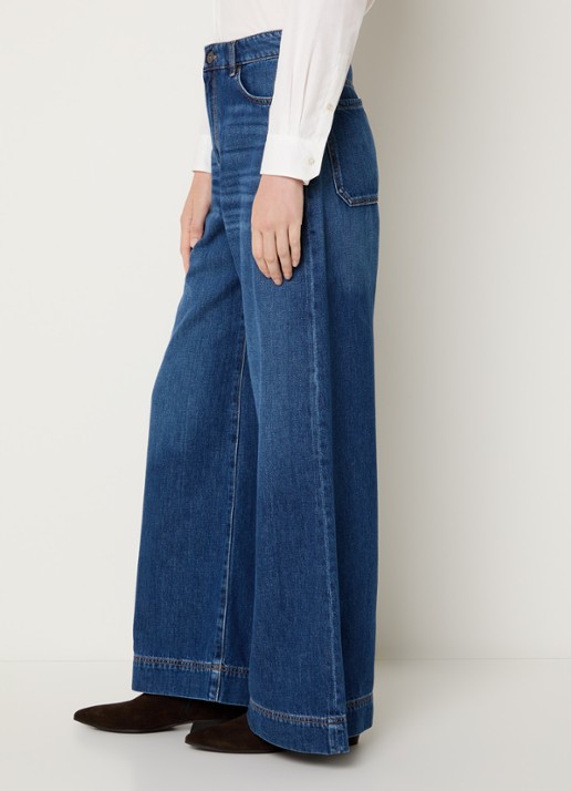 Max Mara Ciro high waist wide leg jeans met donkere wassing - detail 5 indigo