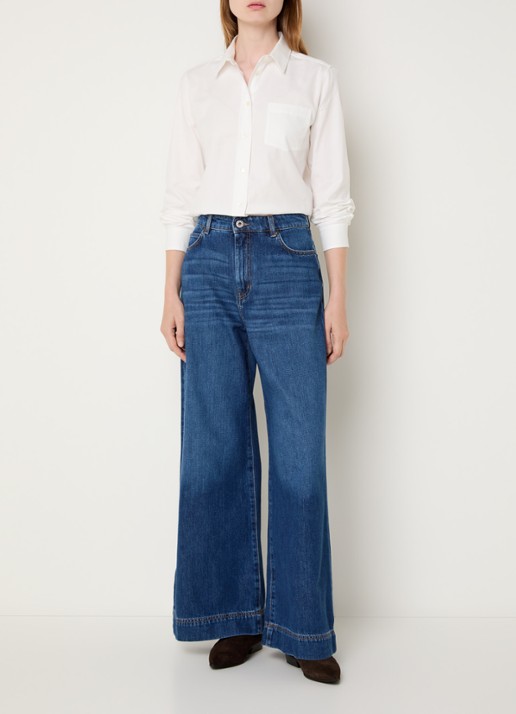 Max Mara Ciro high waist wide leg jeans met donkere wassing - voorkant 3 indigo