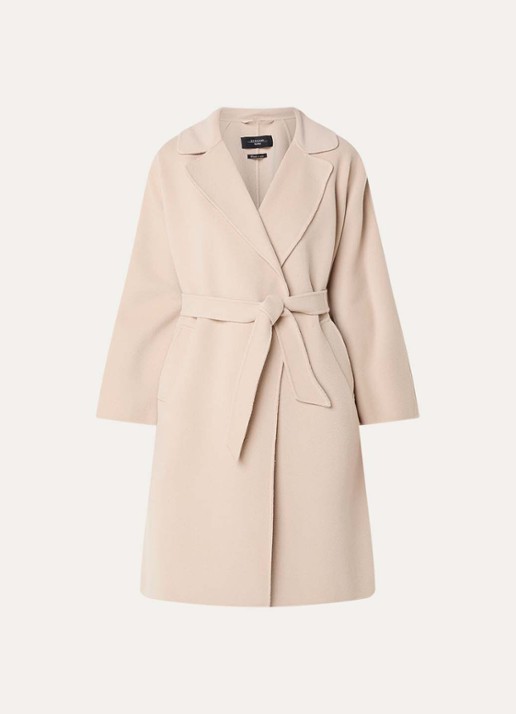 Max Mara Civada mantel in wolblend met steekzakken - voorkant 2 zand