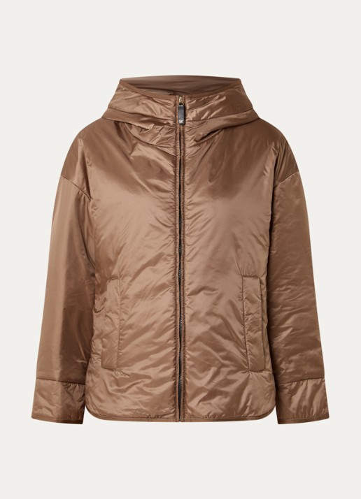 Max Mara Cleo oversized gewatteerd jack met capuchon en waterafstotende coating - voorkant 3 lichtbruin