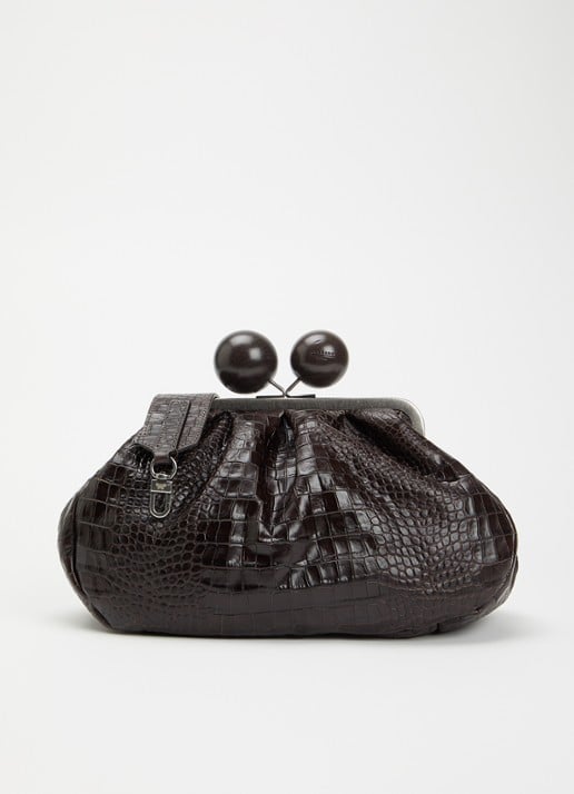 Max Mara Clutch van leer met afneembare schouderriem