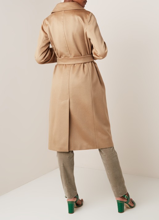 Max Mara Collage mantel in wolblend met strikceintuur - achterkant 4 camel