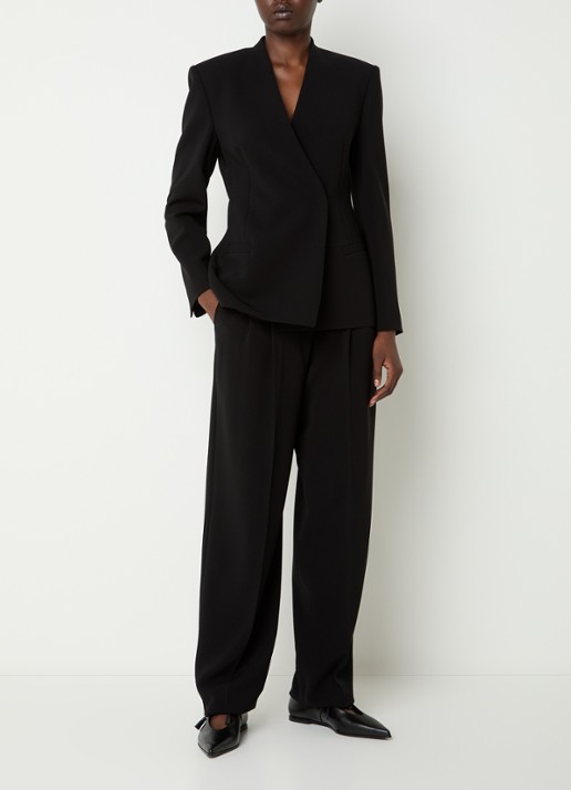 Max Mara Corvino high waist tapered fit pantalon met ceintuur - voorkant 2 zwart