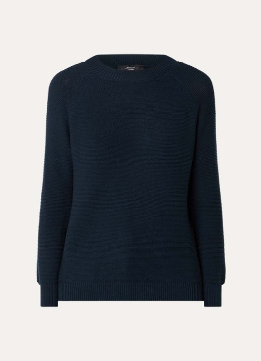 Max Mara Daere fijngebreide trui met ronde hals - voorkant 3 donkerblauw