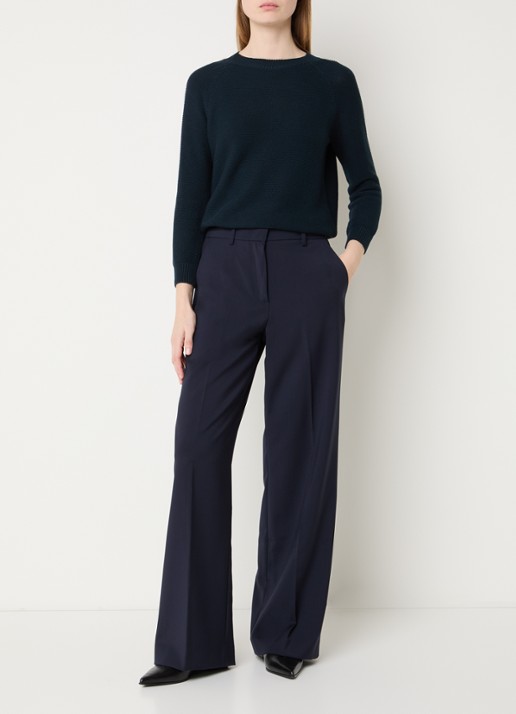 Max Mara Daere fijngebreide trui met ronde hals - voorkant 4 donkerblauw