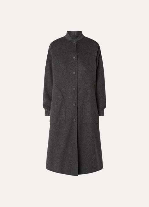 Max Mara Dalamaro mantel van scheerwol met steekzakken - voorkant 3 antraciet