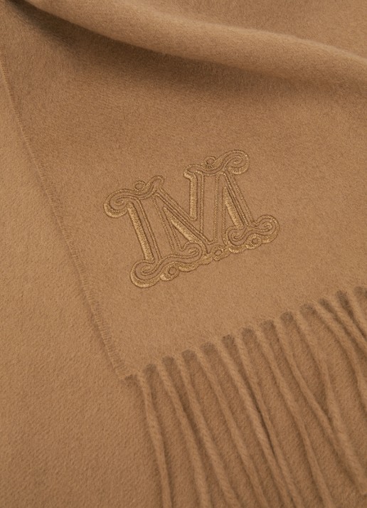 Max Mara Dalia sjaal van kasjmier met franjes 190 x 30 cm  - detail 2 camel