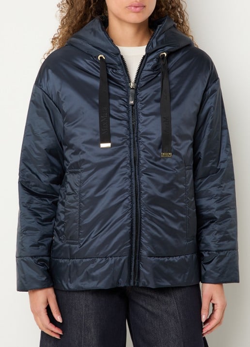 Max Mara Daria gewatteerd jack met steekzakken - detail 2 donkerblauw