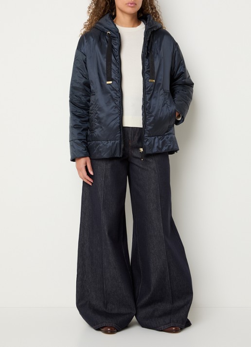 Max Mara Daria gewatteerd jack met steekzakken - voorkant 4 donkerblauw