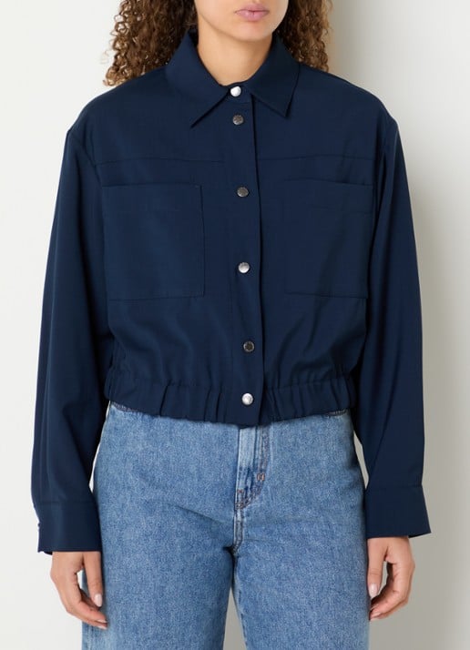 Max Mara Decano cropped jack van scheerwol met opgestikte zakken