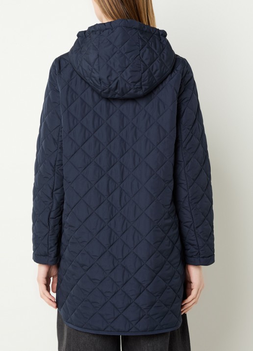 Max Mara Derio gewatteerde jas met capuchon - achterkant 4 donkerblauw